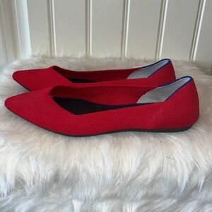ROTHY’S classic red point toe flat size 8.5 great pop of color retired cherry